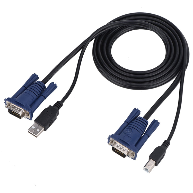 USB VGA SVGA (HDB) KVM Male Keyboard Laptop PC Monitor Cable for USB KVM Switch (For S-KVM-0104USB), Length: 1.5m by buy2fix