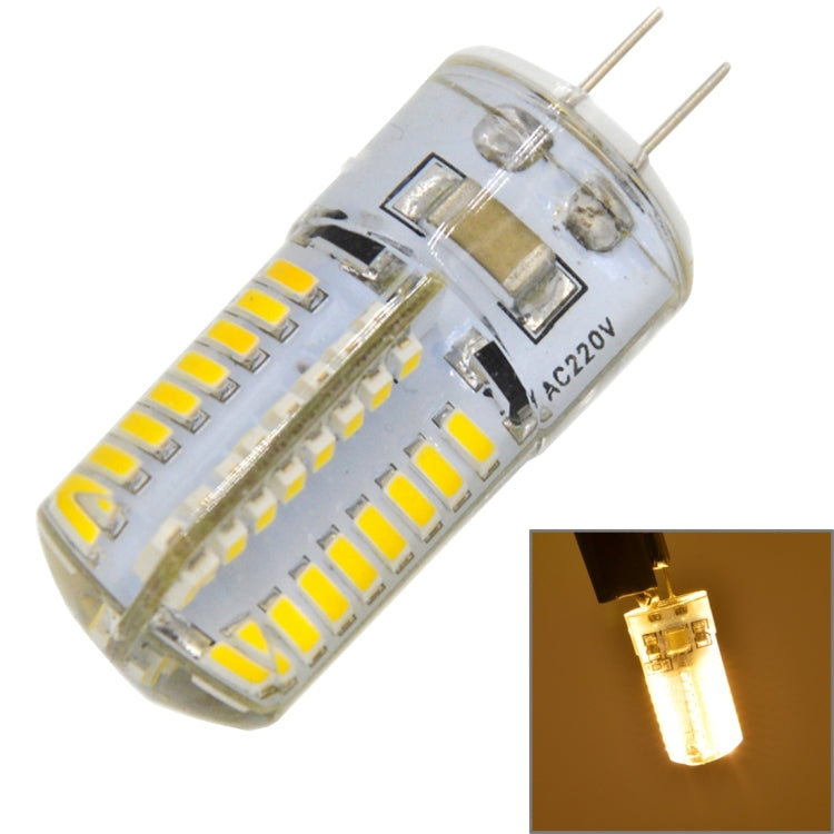 G4 4W 200LM Silicone Corn Light Bulb, 64 LED SMD 3014, Warm White Light, AC 220V by buy2fix