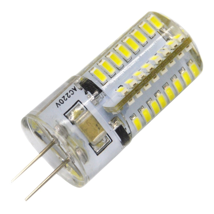 G4 4W 200LM Silicone Corn Light Bulb, 64 LED SMD 3014, White Light, AC 220V by buy2fix