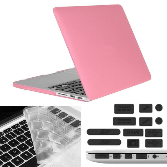 ENKAY for Macbook Pro Retina 15.4 inch (US Version) / A1398 Hat-Prince 3 in 1 Frosted Hard Shell Plastic Protective Case with Keyboard Guard & Port Dust Plug(Pink)