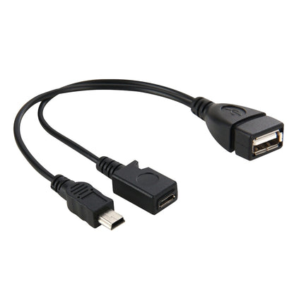 USB 2.0 Female to Mini USB AM + Micro 5 Pin AF Cable, Length: 20cm by buy2fix