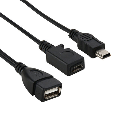 USB 2.0 Female to Mini USB AM + Micro 5 Pin AF Cable, Length: 20cm by buy2fix