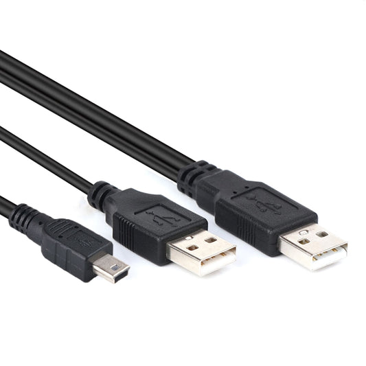 2 in 1 USB 2.0 Male to Mini 5pin Male + USB Male Cable, Length: 80 cm(Black) by buy2fix