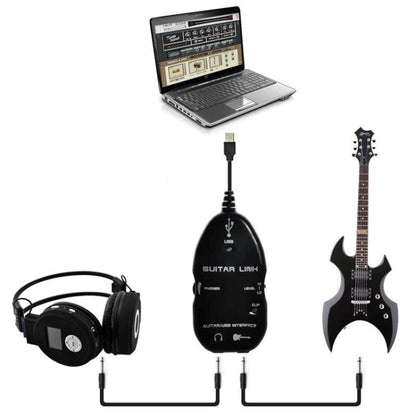 USB Interface Guitar Link Cable PC / MAC Recording(Black) - String Instrument Accessories by buy2fix | Online Shopping UK | buy2fix
