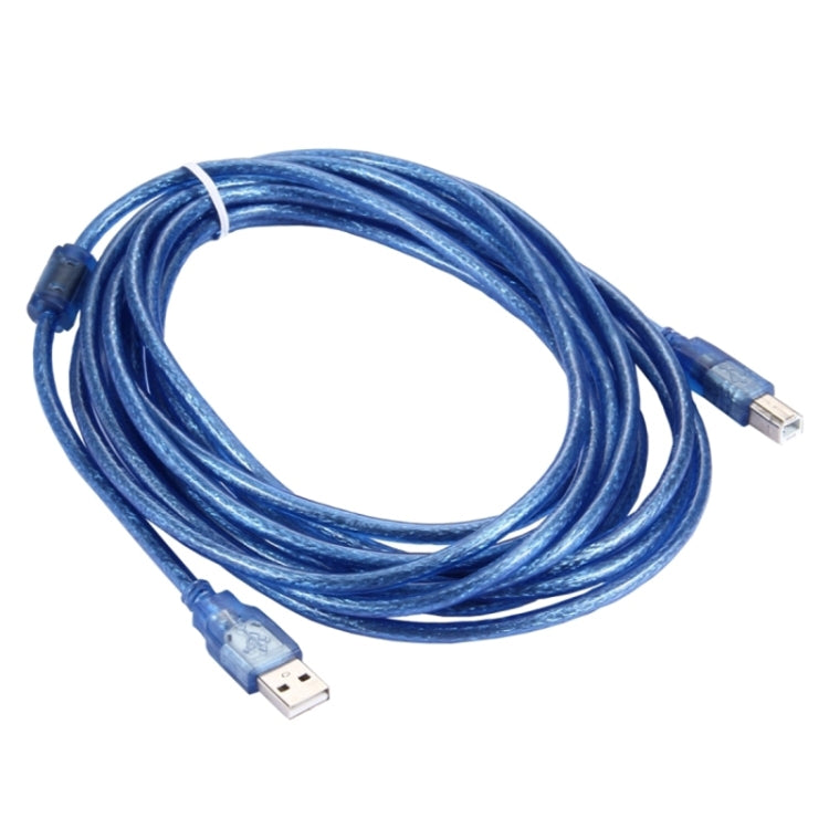 Normal USB 2.0 AM to BM Cable, with 2 core, Length: 5m(Blue) by buy2fix