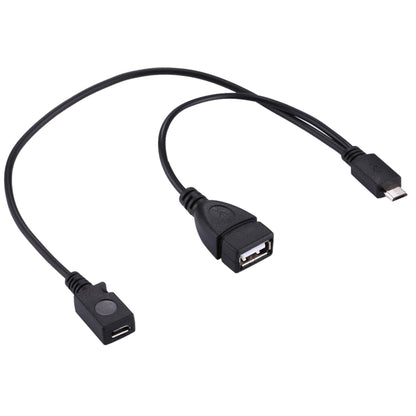 USB 2.0 Micro-B Male to USB 2.0 Micro-B Female Male & USB 2.0 Female Y Splitter OTG Cable, Length: 19 / 30cm(Black) by buy2fix