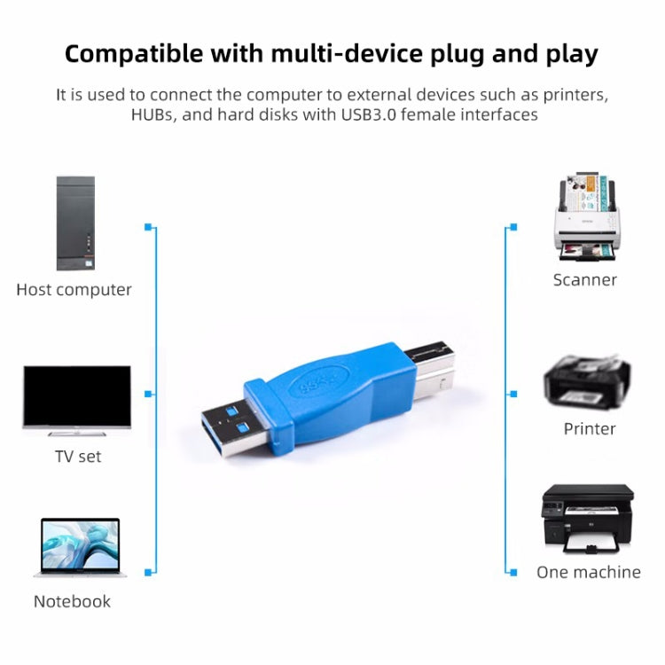 Super Speed USB 3.0 AM to BM Adapter (Blue) by buy2fix