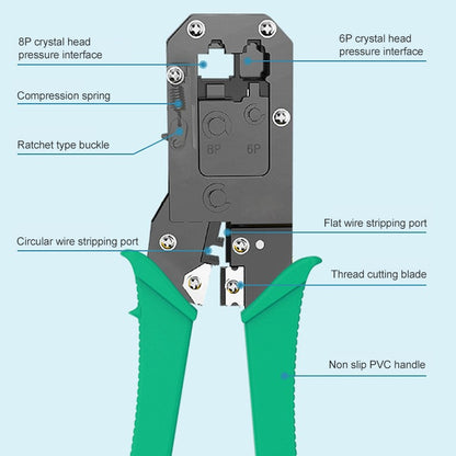 8P8C Handle Networking Crimper Pliers Tool(Green) by buy2fix
