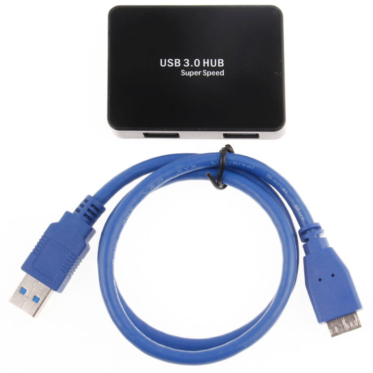 CR-H302 Mirror Surface 4 Ports USB 3.0 Super Speed 5Gbps HUB + 60cm USB 3.0 Transmission Cable(Black) by buy2fix