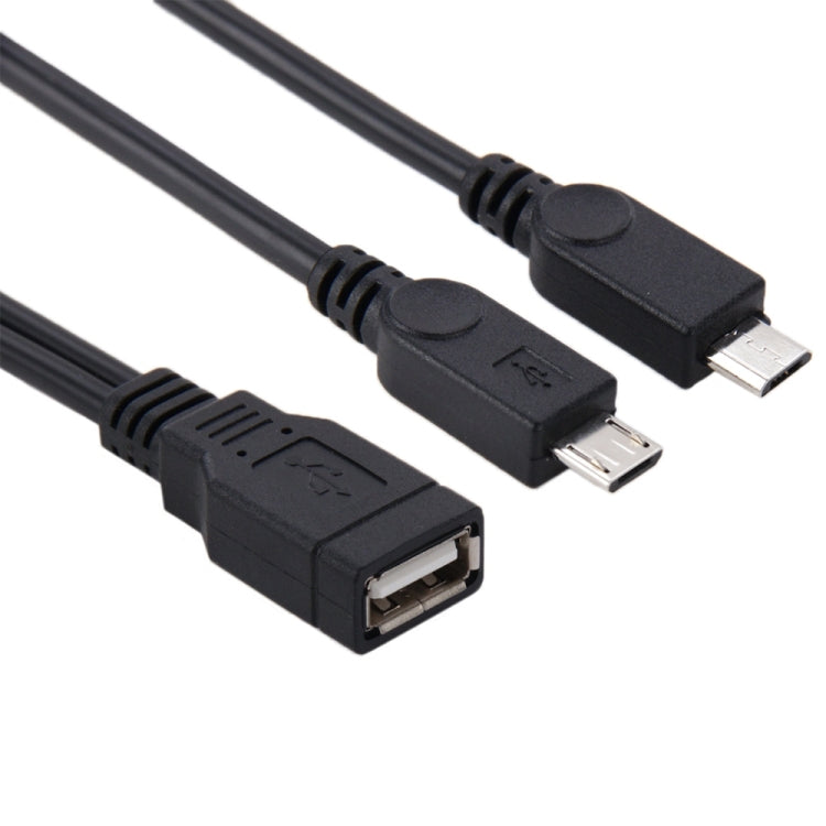 USB 2.0 Female to 2 Micro USB Male Cable, Length: About 30cm by buy2fix