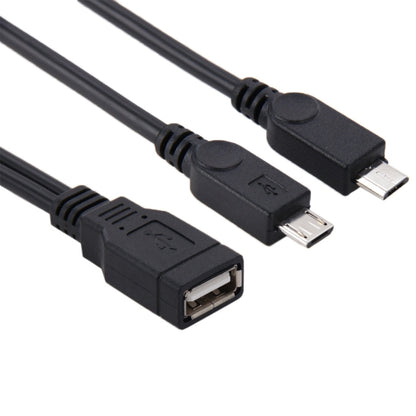 USB 2.0 Female to 2 Micro USB Male Cable, Length: About 30cm by buy2fix
