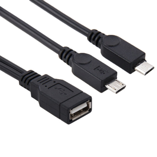 USB 2.0 Female to 2 Micro USB Male Cable, Length: About 30cm by buy2fix