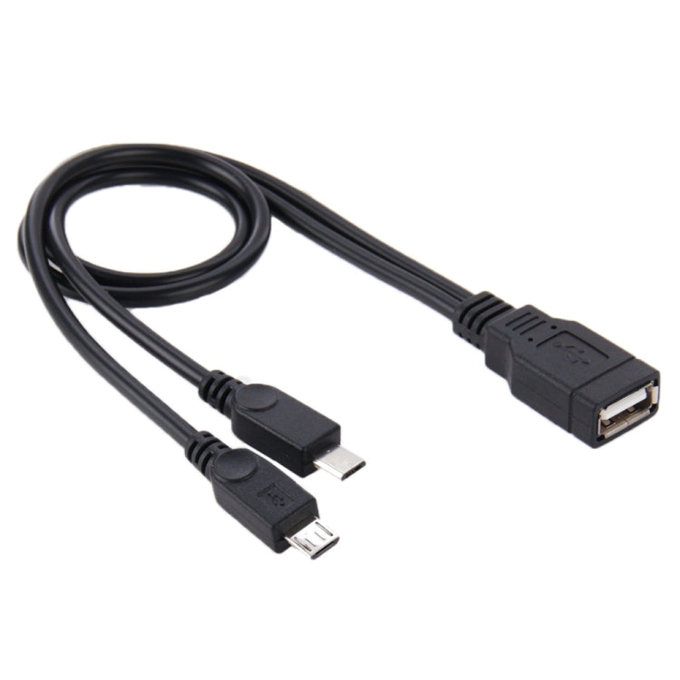 USB 2.0 Female to 2 Micro USB Male Cable, Length: About 30cm by buy2fix