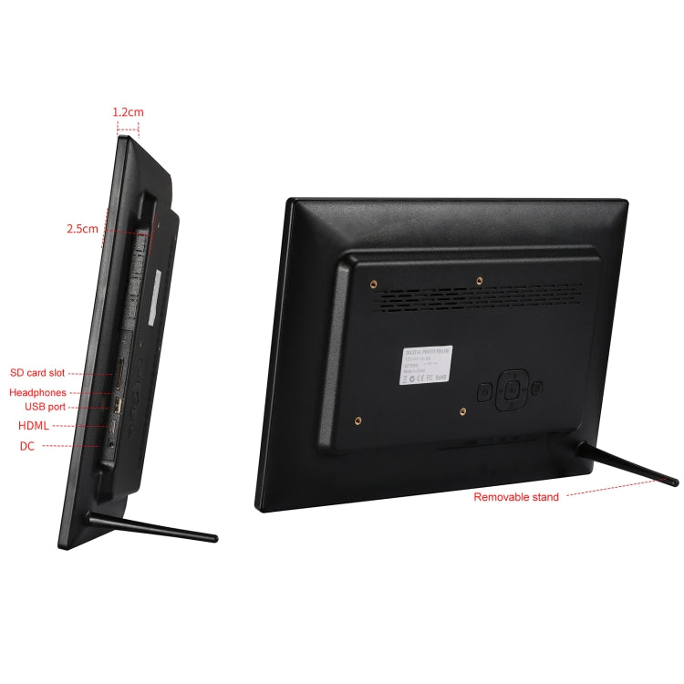 12.1 inch Digital Photo Frame with Holder & Remote Control, Allwinner F16 Program, Support SD /  MMC / USB Flash Disk(Black) - 11 inch Below by buy2fix | Online Shopping UK | buy2fix