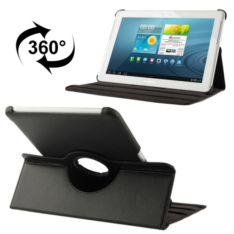360 Degree Rotatable Litchi Texture Leather Case with Holder for Galaxy Tab 2 (10.1) / P5100(Black) - Other Galaxy Tab PC by buy2fix | Online Shopping UK | buy2fix