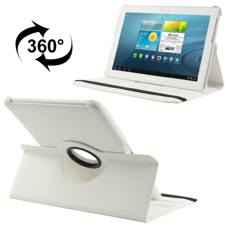 360 Degree Rotatable Litchi Texture Leather Case with Holder for Galaxy Tab 2 (10.1) / P5100(White) - Other Galaxy Tab PC by buy2fix | Online Shopping UK | buy2fix