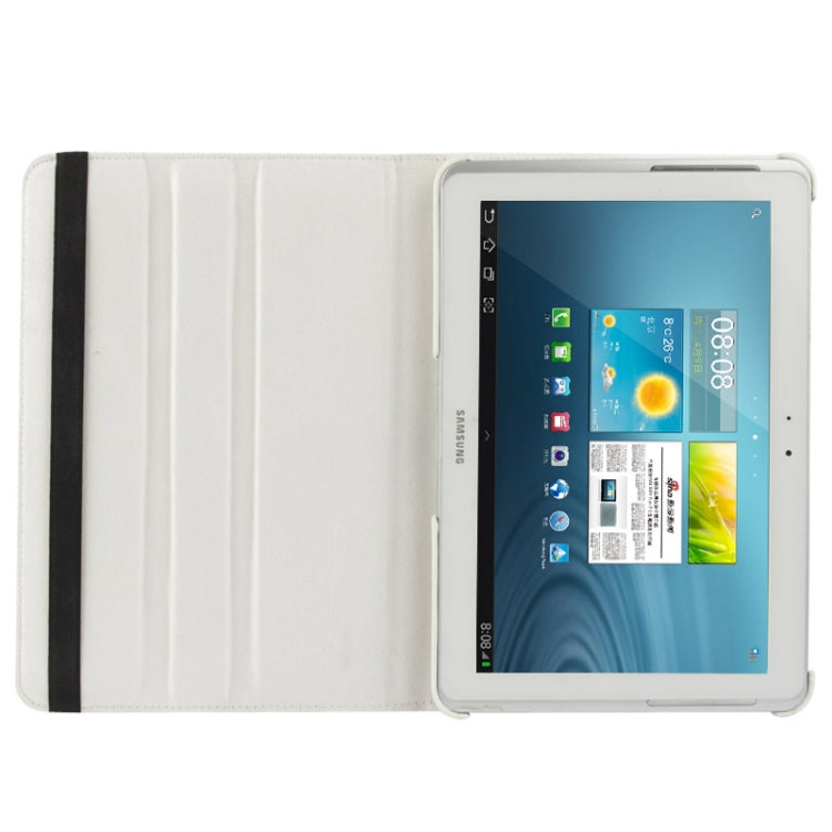 360 Degree Rotatable Litchi Texture Leather Case with Holder for Galaxy Tab 2 (10.1) / P5100(White) - Other Galaxy Tab PC by buy2fix | Online Shopping UK | buy2fix