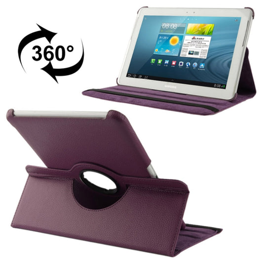 360 Degree Rotatable Litchi Texture Leather Case with Holder for Galaxy Tab 2 (10.1) / P5100(Purple) - Other Galaxy Tab PC by buy2fix | Online Shopping UK | buy2fix