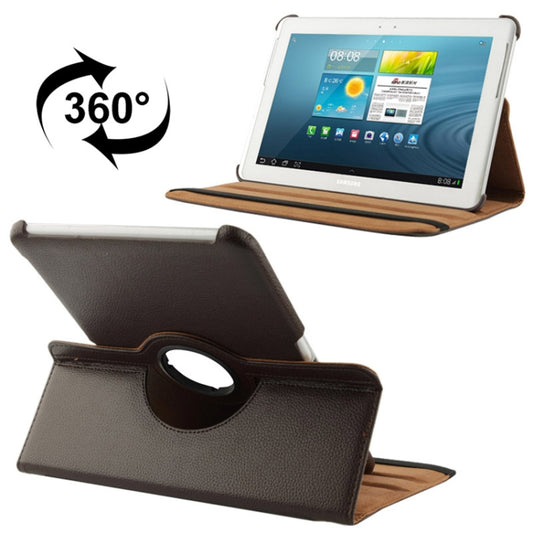 360 Degree Rotatable Litchi Texture Leather Case with Holder for Galaxy Tab 2 (10.1) / P5100(Brown) - Other Galaxy Tab PC by buy2fix | Online Shopping UK | buy2fix