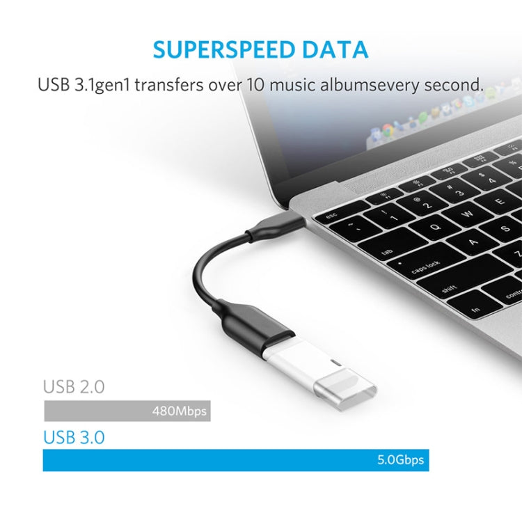 USB-C / Type-C 3.1 Male to USB 3.0 Female OTG Cable, Length: 19cm(Black) - OTG Adapter by buy2fix | Online Shopping UK | buy2fix