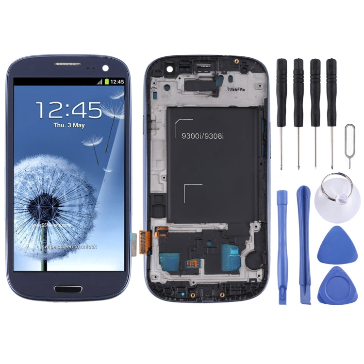 Original Super AMOLED LCD Screen for Samsung Galaxy SIII / i9300 Digitizer Full Assembly with Frame (Blue) - LCD Screen by buy2fix | Online Shopping UK | buy2fix