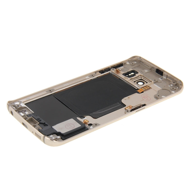 For Galaxy S6 Edge / G925 Full Housing Cover (Back Plate Housing Camera Lens Panel + Battery Back Cover ) (Gold) - Frame Bezel Plate by buy2fix | Online Shopping UK | buy2fix