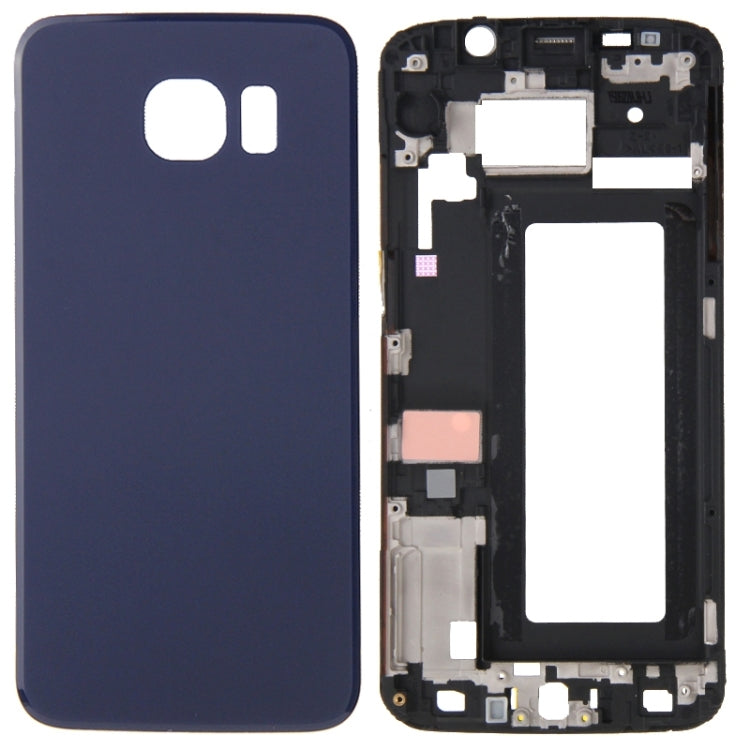For Galaxy S6 Edge / G925 Full Housing Cover (Front Housing LCD Frame Bezel Plate + Battery Back Cover ) (Blue) - Frame Bezel Plate by buy2fix | Online Shopping UK | buy2fix