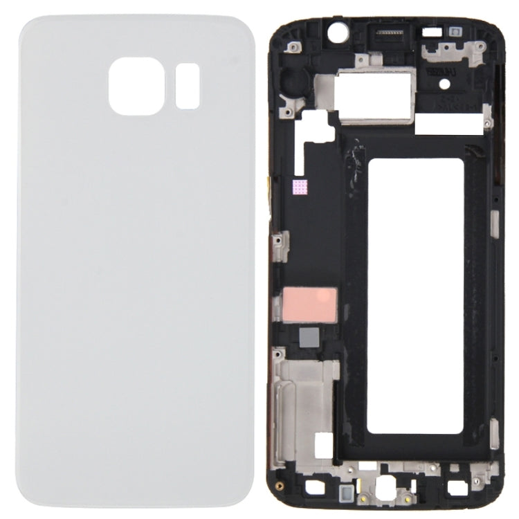 For Galaxy S6 Edge / G925 Full Housing Cover (Front Housing LCD Frame Bezel Plate + Battery Back Cover ) (White) - Frame Bezel Plate by buy2fix | Online Shopping UK | buy2fix