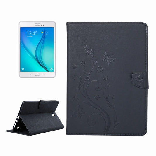 For Galaxy Tab A 8.0 / T350 Pressed Flowers Butterfly Pattern Horizontal Flip PU Leather Case with Magnetic Buckle & Holder & Card Slots & Wallet(Black) - Other Galaxy Tab PC by buy2fix | Online Shopping UK | buy2fix