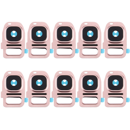For Galaxy S7 / G930 10pcs Rear Camera Lens Cover + Flashlight Bracker (Rose Gold)