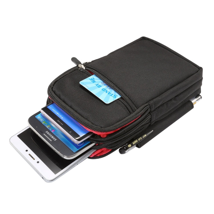 7 inch and Below Universal Polyester Men Vertical Style Case Waist Bag with Belt Hole & Climbing Buckle, For iPhone, Samsung, Sony, Huawei, Meizu, Lenovo, ASUS, Oneplus, Xiaomi, Cubot, Ulefone, Letv, DOOGEE, Vkworld, and other (Black) by buy2fix