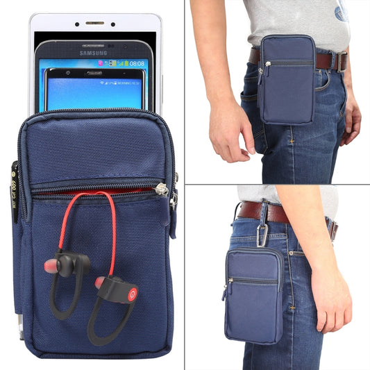 7 inch and Below Universal Polyester Men Vertical Style Case Waist Bag with Belt Hole & Climbing Buckle, For iPhone, Samsung, Sony, Huawei, Meizu, Lenovo, ASUS, Oneplus, Xiaomi, Cubot, Ulefone, Letv, DOOGEE, Vkworld, and other (Dark Blue) by buy2fix