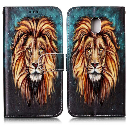 For Galaxy J3 (2017) (EU Version) Gloss Oil Embossed Lion Pattern Horizontal Flip Leather Case with Holder & Card Slots & Wallet & Photo Frame by buy2fix