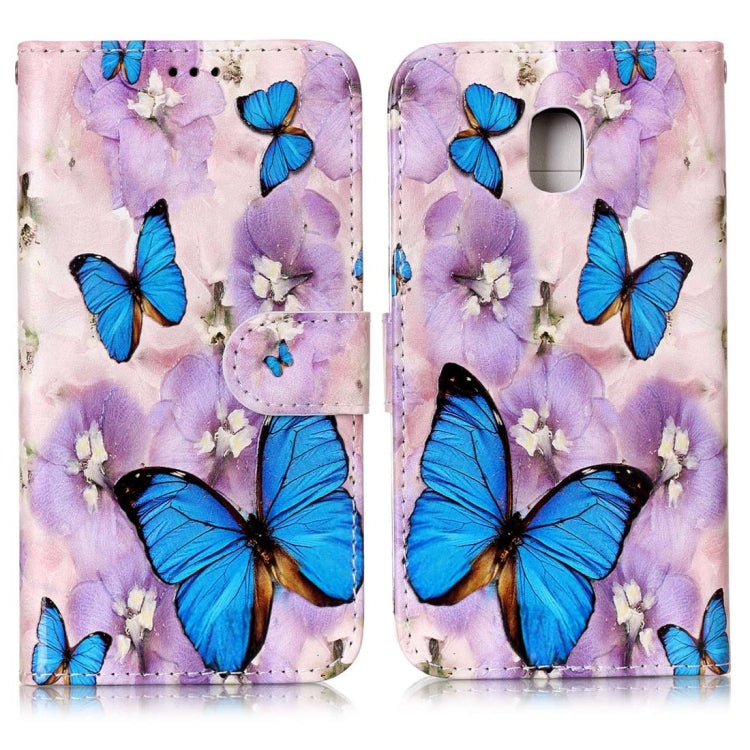 For Galaxy J3 (2017) (EU Version) Gloss Oil Embossed Purple Butterfly Pattern Horizontal Flip Leather Case with Holder & Card Slots & Wallet & Photo Frame by buy2fix