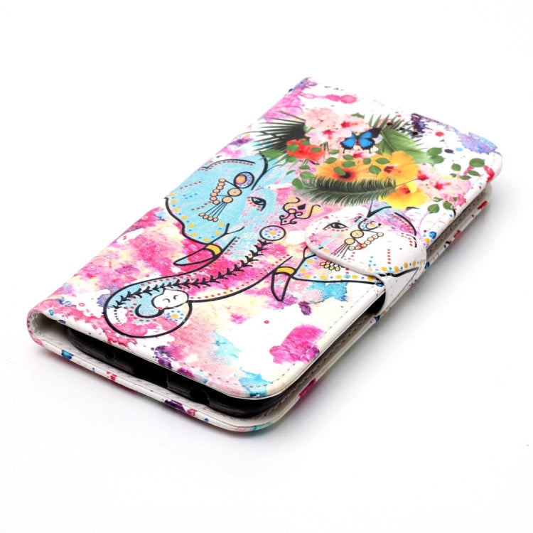 For Galaxy J3 (2017) (EU Version) Gloss Oil Embossed Flower Elephant Pattern Horizontal Flip Leather Case with Holder & Card Slots & Wallet & Photo Frame by buy2fix