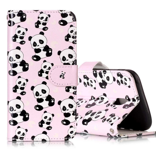 For Galaxy J5 (2017) (EU Version) Gloss Oil Embossed Panda Pattern Horizontal Flip Leather Case with Holder & Card Slots & Wallet & Photo Frame