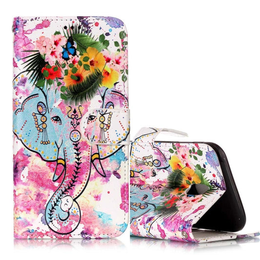 For Galaxy J5 (2017) (EU Version) Gloss Oil Embossed Flower Elephant Pattern Horizontal Flip Leather Case with Holder & Card Slots & Wallet & Photo Frame by buy2fix