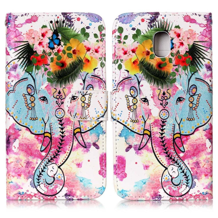 For Galaxy J5 (2017) (EU Version) Gloss Oil Embossed Flower Elephant Pattern Horizontal Flip Leather Case with Holder & Card Slots & Wallet & Photo Frame by buy2fix