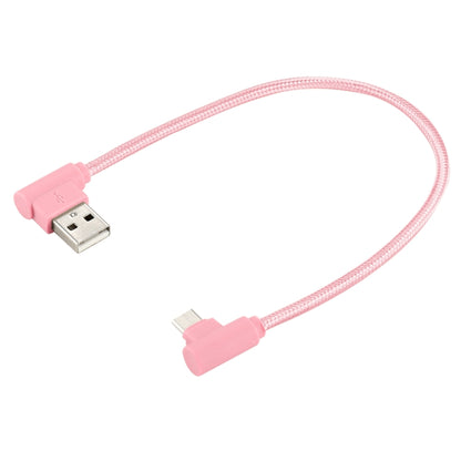 25cm USB to USB-C / Type-C Nylon Weave Style Double Elbow Charging Cable(Pink) by buy2fix