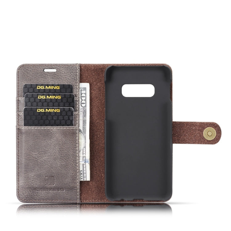 DG.MING Crazy Horse Texture Flip Detachable Magnetic Leather Case for Samsung Galaxy S10 E, with Holder & Card Slots & Wallet(Grey) - Galaxy Phone Cases by DG.MING | Online Shopping UK | buy2fix