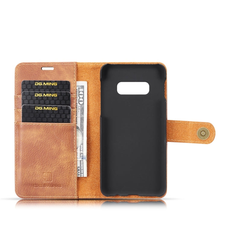 DG.MING Crazy Horse Texture Flip Detachable Magnetic Leather Case for Samsung Galaxy S10 E, with Holder & Card Slots & Wallet(Brown) - Galaxy Phone Cases by DG.MING | Online Shopping UK | buy2fix