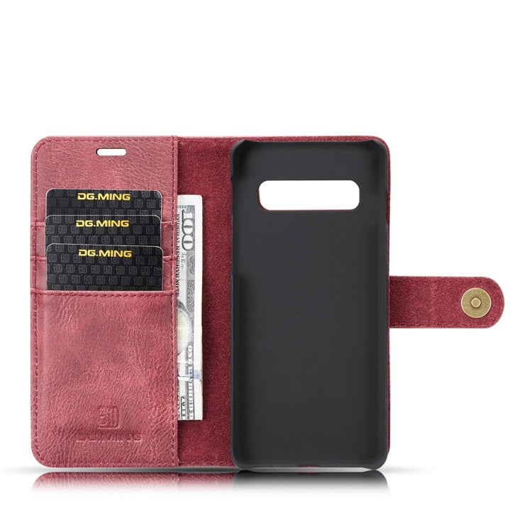 DG.MING Crazy Horse Texture Flip Detachable Magnetic Leather Case for Samsung Galaxy S10, with Holder & Card Slots & Wallet(Red) - Galaxy Phone Cases by DG.MING | Online Shopping UK | buy2fix