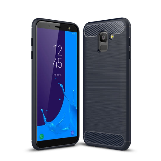 Brushed Texture Carbon Fiber Shockproof TPU Case for Galaxy J6 2018 (EU Version)(Navy Blue)