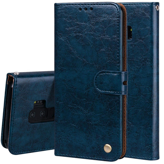 For Galaxy S9 Plus Oil Wax Texture Horizontal Flip Leather Case with Holder & Card Slots & Wallet(Blue) - Galaxy Phone Cases by buy2fix | Online Shopping UK | buy2fix