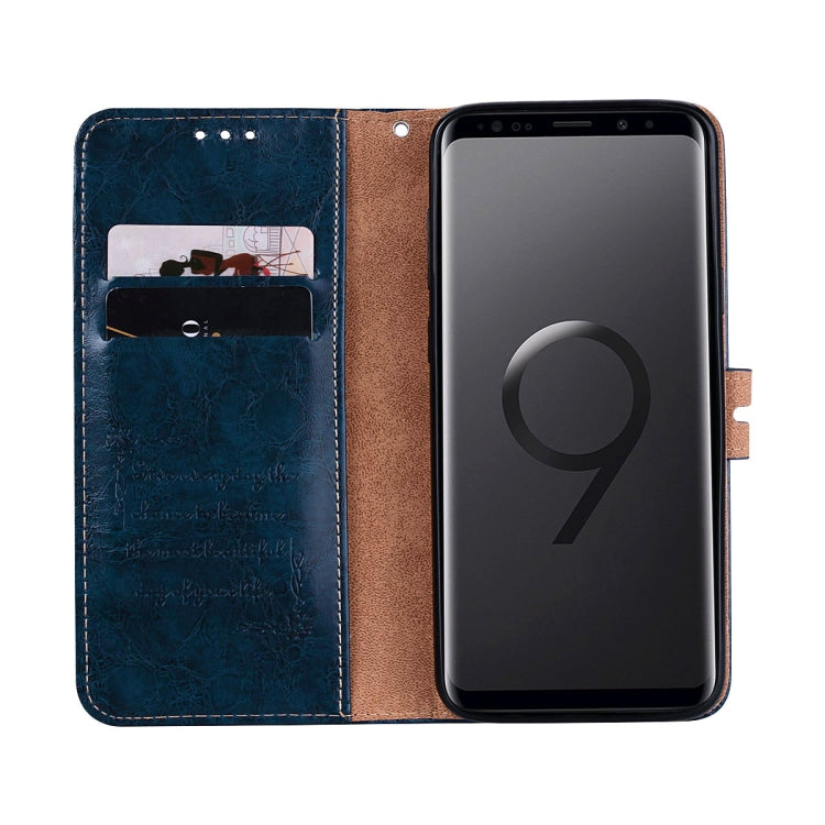 For Galaxy S9 Plus Oil Wax Texture Horizontal Flip Leather Case with Holder & Card Slots & Wallet(Blue) - Galaxy Phone Cases by buy2fix | Online Shopping UK | buy2fix