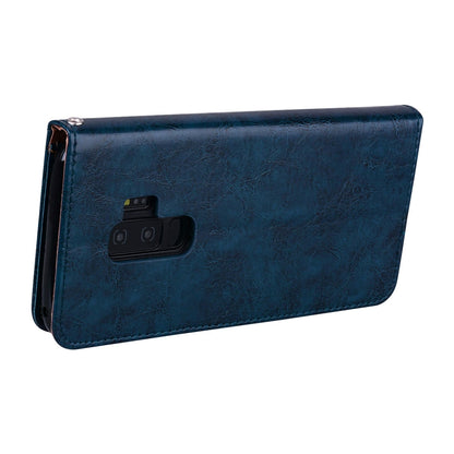 For Galaxy S9 Plus Oil Wax Texture Horizontal Flip Leather Case with Holder & Card Slots & Wallet(Blue) - Galaxy Phone Cases by buy2fix | Online Shopping UK | buy2fix