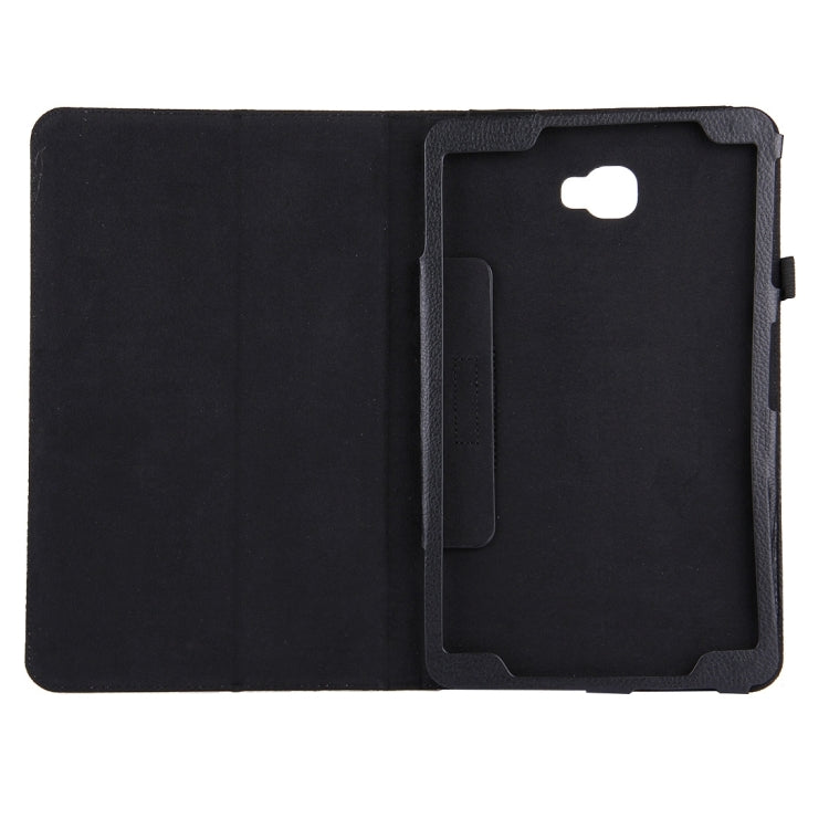 For Galaxy Tab A 10.1 / T580 Litchi Texture Magnetic Horizontal Flip Leather Case with Holder & Sleep / Wake-up Function(Black) by buy2fix