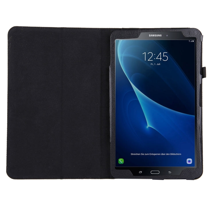 For Galaxy Tab A 10.1 / T580 Litchi Texture Magnetic Horizontal Flip Leather Case with Holder & Sleep / Wake-up Function(Black) by buy2fix