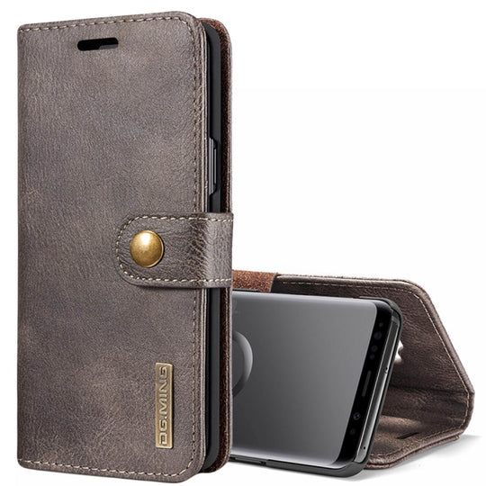 DG.MING for Galaxy S9 Crazy Horse Texture Horizontal Flip Detachable Magnetic Protective Case with Holder & Card Slots & Wallet(Grey)