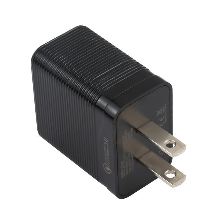 LZ-728 QC 3.0 USB + PD 20W USB-C / Type-C Fast Travel Charger, US Plug (Black) - USB Charger by buy2fix | Online Shopping UK | buy2fix